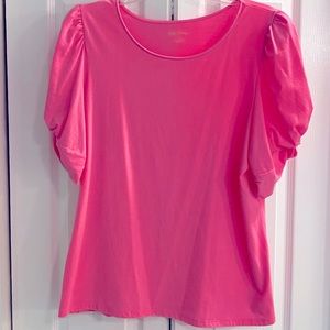 Lilly Pulitzer solid pink top with knotted sleeve detail